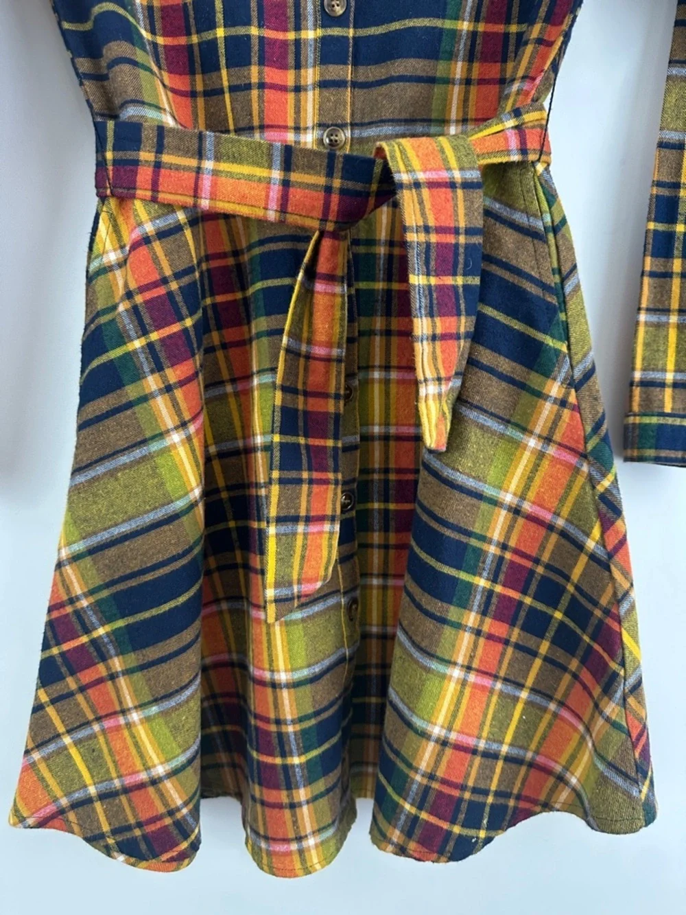 Kiel James Patrick Cozy Cabin Plaid Dress Girls 12 Belted Fall Preppy Holiday